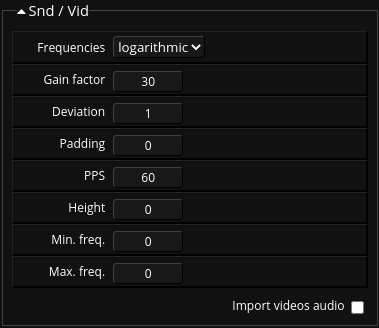 Fragment audio import settings